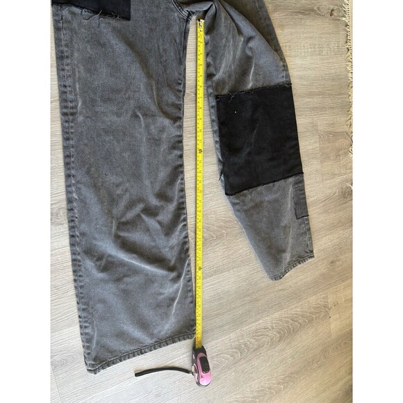 BDG UO Puddle Jeans Women 27 Black Gray Wide Leg Grunge 90s Y2K Patched Denim - Picture 11 of 11